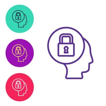 Set line Lock icon isolated on white background. Padlock sign. Security, safety Stock Illustration