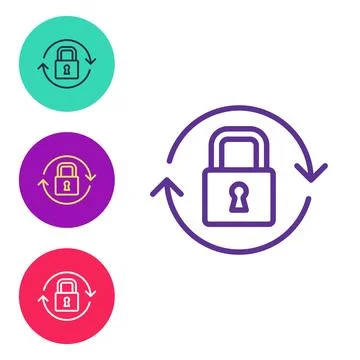 Set line Lock icon isolated on white background. Padlock sign. Security, safety Stock Illustration