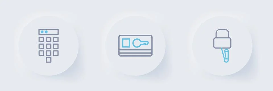 Set line Lock picks for lock picking, Key card and Password protection icon.. Stock Illustration