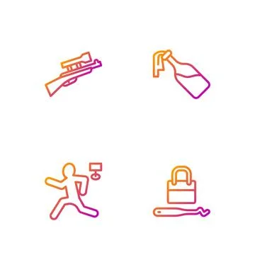 Set line Lock picks for lock picking, Murder, Sniper rifle with scope and C.. Stock Illustration