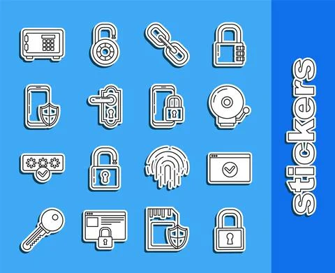 Set line Lock, Secure your site with HTTPS, SSL, Ringing alarm bell, Chain link Illustration