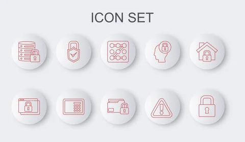 Set line Lock, Secure your site with HTTPS, SSL, Graphic password protection, Illustration