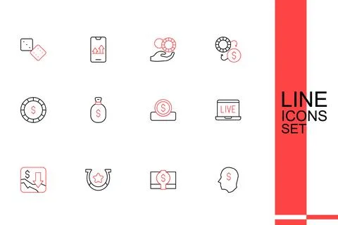 Set line Lucky player, Stacks paper money cash, Horseshoe, Financial growth.. 스톡 일러스트