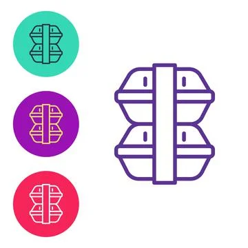 Set line Lunch box icon isolated on white background. Set icons colorful. Vector Stock Illustration