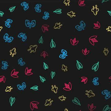Set line Lungs, Kidney beans, Runny nose and Bee on seamless pattern. Vector 库存插图