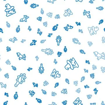 Set line Magic hand mirror, Witch and Hermes sandal on seamless pattern. Vector Stock Illustration
