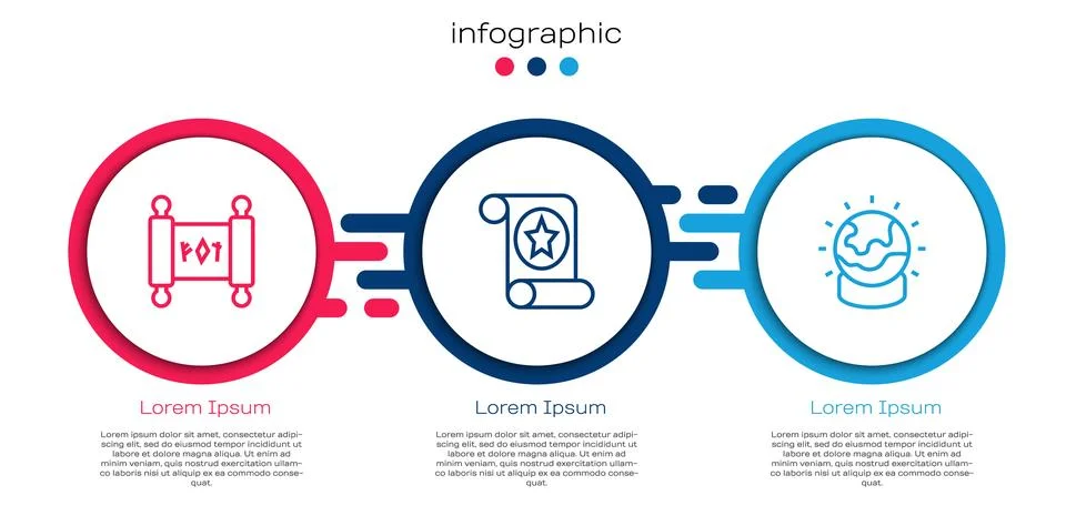 Set line Magic scroll,  and ball. Business infographic template. Vector 스톡 일러스트
