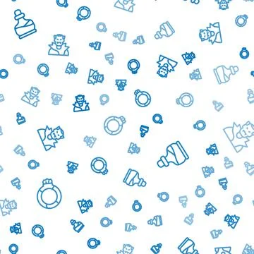 Set line Magic stone ring with gem, Bottle potion and Vampire on seamless Stock Illustration