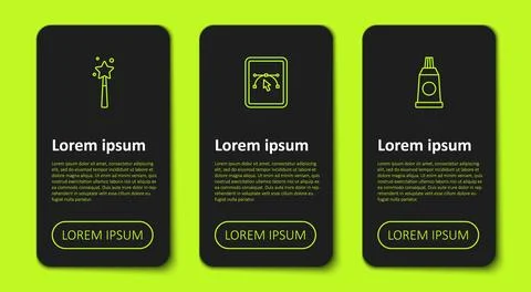 Set line Magic wand, Computer with design program and Tube paint palette. B.. Stock Illustration