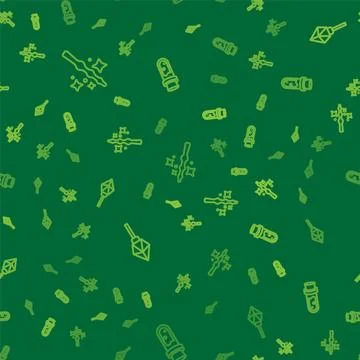 Set line Magic wand, stone and Bottle with potion on seamless pattern. Vector Stock Illustration