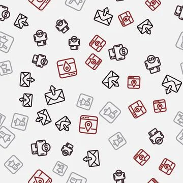 Set line Mail and e-mail, Mobile with dollar, Megaphone and Infographic of city 스톡 일러스트