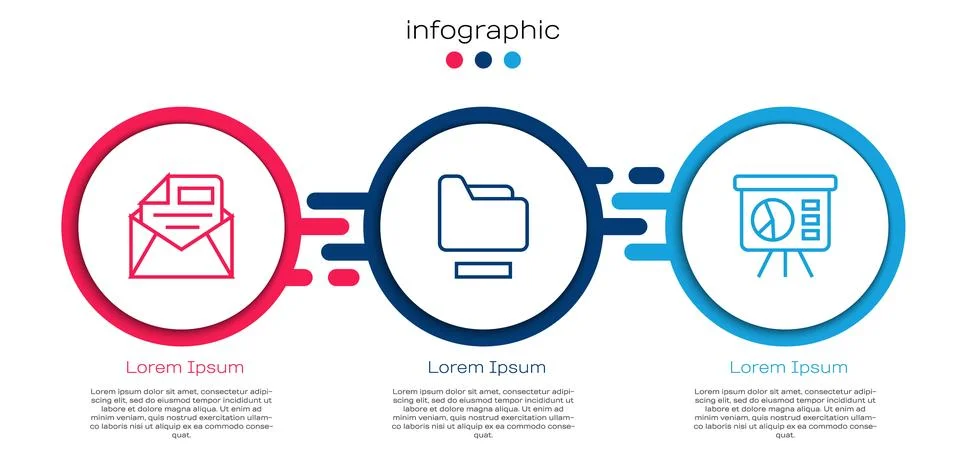 Set line Mail and e-mail, Document folder and Board with graph. Business Stock Illustration