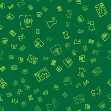 Set line Mail and e-mail, Browser setting and Megaphone on seamless pattern Ilustración de archivo