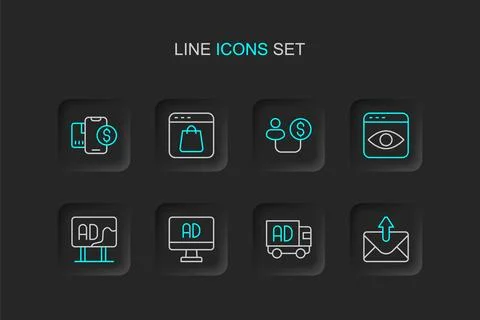 Set line Mail and e-mail, Advertising on truck, Personal information collec.. Illustration