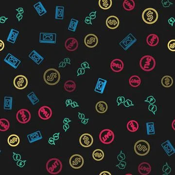 Set line Mail and e-mail, Question Exclamation, Coin money with dollar and Cl Stock Illustration
