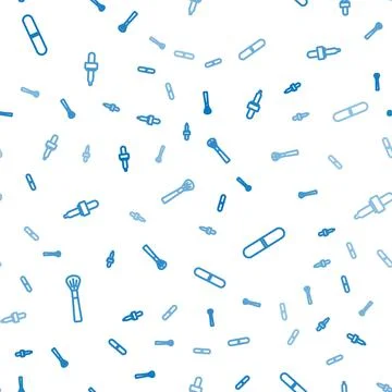 Set line Makeup brush, Nail file and Pipette on seamless pattern. Vector Illustrazione stock