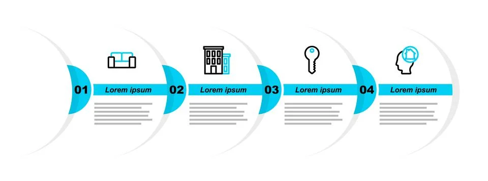 Set line Man dreaming about buying house, House key,  and Sofa icon. Vector Stock Illustration