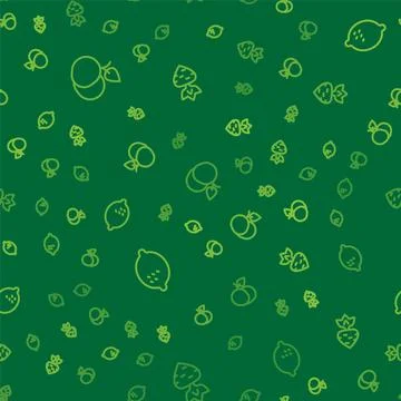 Set line Mango fruit, Lemon and Turnip on seamless pattern. Vector 库存插图