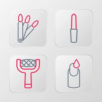 Set line Manicure, Nail file,  and False nails icon. Vector Stock Illustration