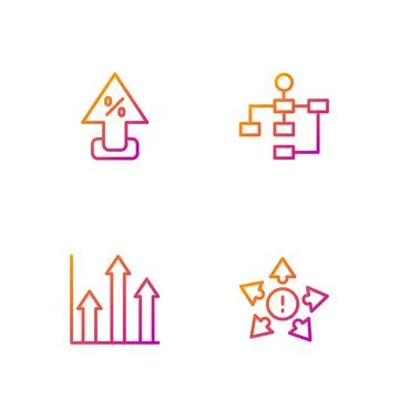 Set line Many ways directional arrow, Pie chart infographic, Percent up and イラスト素材