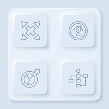 Set line Many ways directional arrow, Digital speed meter, Financial growth and イラスト素材
