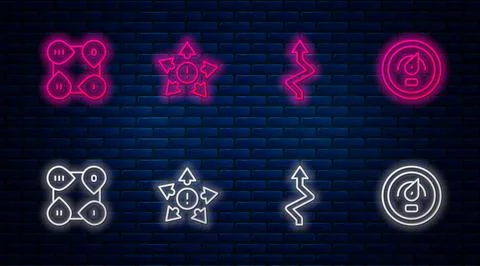 Set line Many ways directional arrow, Arrow, Infographic element and Digital イラスト素材