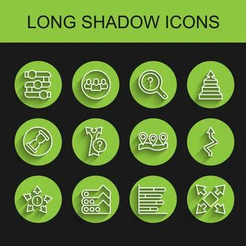 Set line Many ways directional arrow, Graph, chart, diagram, Pie infographic Stock Illustration