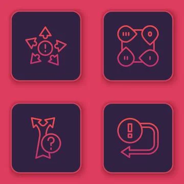 Set line Many ways directional arrow, Arrow, Infographic element and . Blue Stock Illustration
