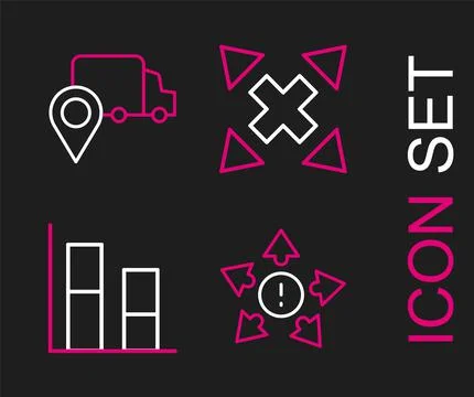 Set line Many ways directional arrow, Graph, chart, diagram, and Delivery Ilustración de archivo