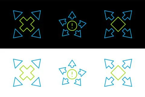 Set line Many ways directional arrow,  and  icon. Vector Stock Illustration