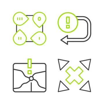 Set line Many ways directional arrow, Intersection point, Arrow and Infograph Stock Illustration