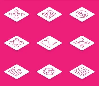 Set line Many ways directional arrow, Graph, chart, diagram, Project team base Stock Illustration