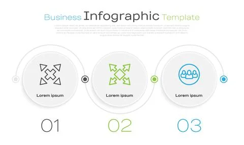 Set line Many ways directional arrow, and Project team base. Business infog.. Stock Illustration