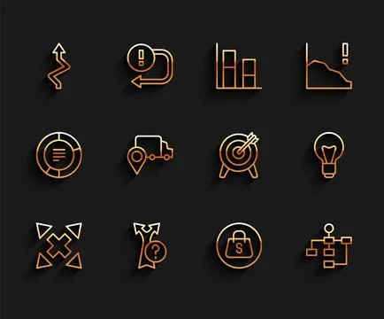 Set line Many ways directional arrow, Arrow, Shopping bag with Sale, Hierar.. Stock Illustration