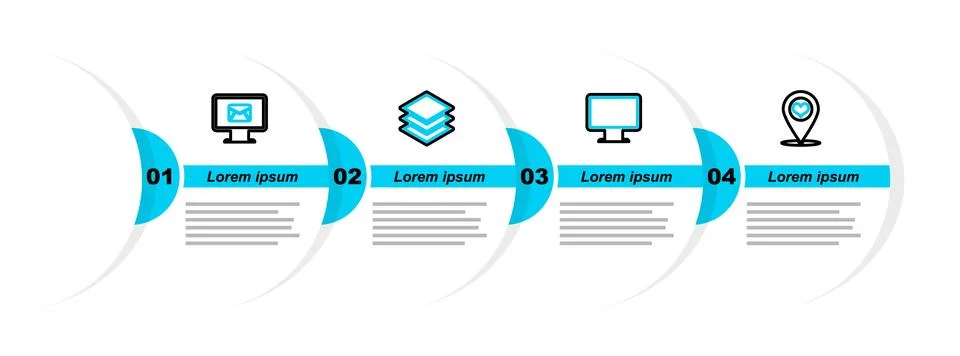 Set line Map pointer with heart, Computer monitor screen, Layers and Monito.. イラスト素材