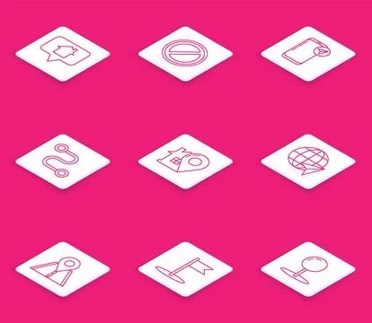 Set line Map pointer with house, Stop sign, Infographic of city map navigat.. イラスト素材