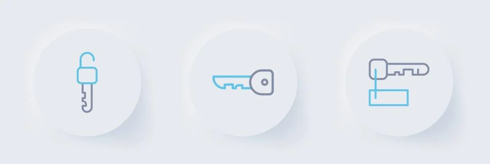 Set line Marked key, Key and Unlocked icon. Vector Stock Illustration
