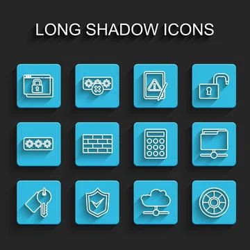 Set line Marked key, Shield with check mark, Secure your site HTTPS, SSL Illustration