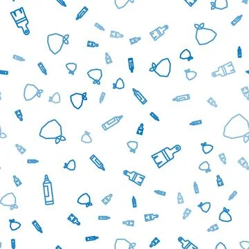 Set line Marker pen, Paint brush and Vandal on seamless pattern. Vector Stock Illustration