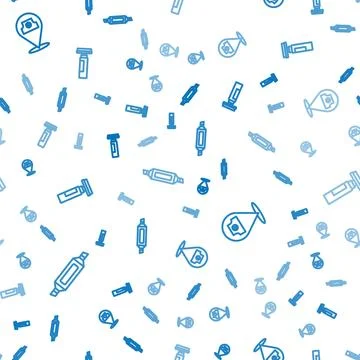 Set line Marker pen, Paint spray can and  on seamless pattern. Vector Illustrazione stock