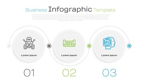 Set line Mars rover, Robot blueprint and Humanoid robot. Business infographic Stock-Illustration