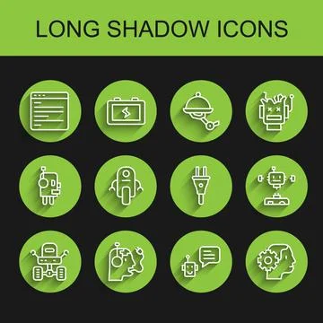 Set line Mars rover, Robot charging battery, Computer api interface, Bot Illustrazione stock