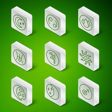 Set line Mars symbol, Eclipse of the sun, Moon and stars, Symbol Jupiter, U.. Ilustração Stock