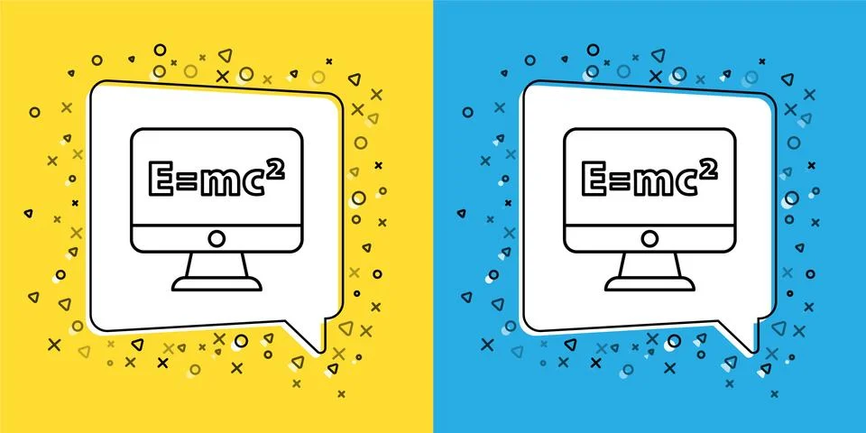 Set line Math system of equation solution on computer monitor icon isolated on Stock Illustration