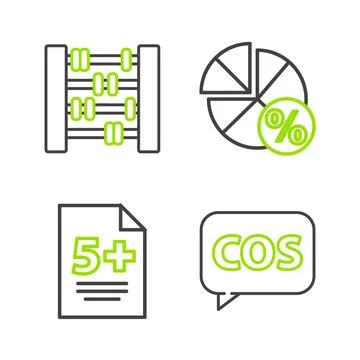 Set line Mathematics function cosine, Test or exam sheet, Graph, schedule, .. Stock Illustration