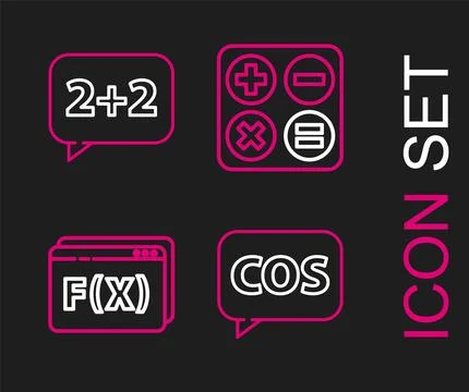 Set line Mathematics function cosine Function mathematical symbol Calculator  Illustrazione stock