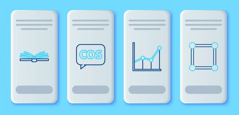 Set line Mathematics function cosine, Graph, schedule, chart, diagram, Open.. Stock Illustration