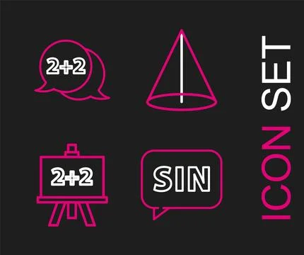 Set line Mathematics function sine, Chalkboard, Geometric figure Cone and Stock Illustration