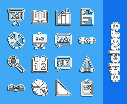 Set line Mathematics function sine, Graph, schedule, chart, diagram, Functi.. Illustrazione stock