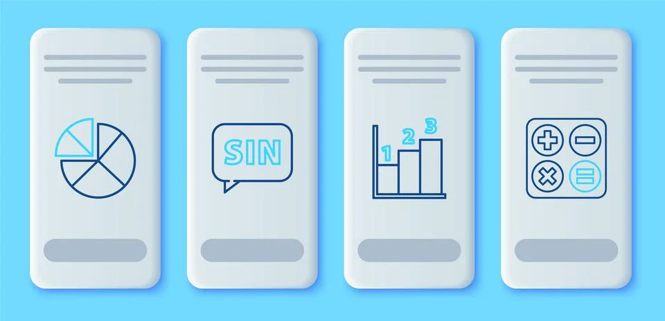 Set line Mathematics function sine, Graph, schedule, chart, diagram,  and C.. Stock Illustration